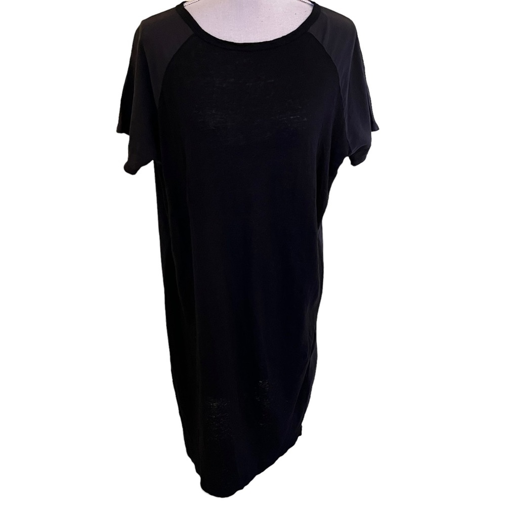 Pomandere Black Silk Short Sleeve Shift Midi Dress 4